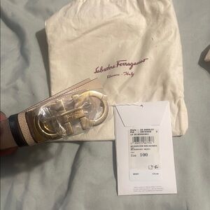 Salvatore Ferragamo Gold Buckle Tan Belt